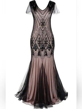 1920s Sequins Flapper Long Dress